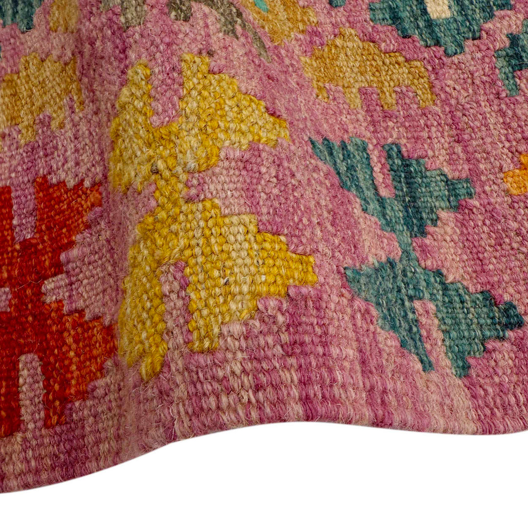 Afghan Vegetable Kilim Rug 2' 7" x 3' 11" Flat-Weave | No. AL649141