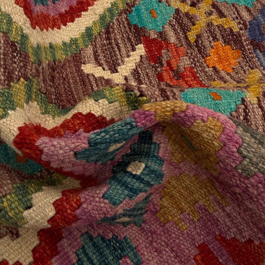 Afghan Vegetable Kilim Rug 2' 7" x 3' 11" Flat-Weave | No. AL649141