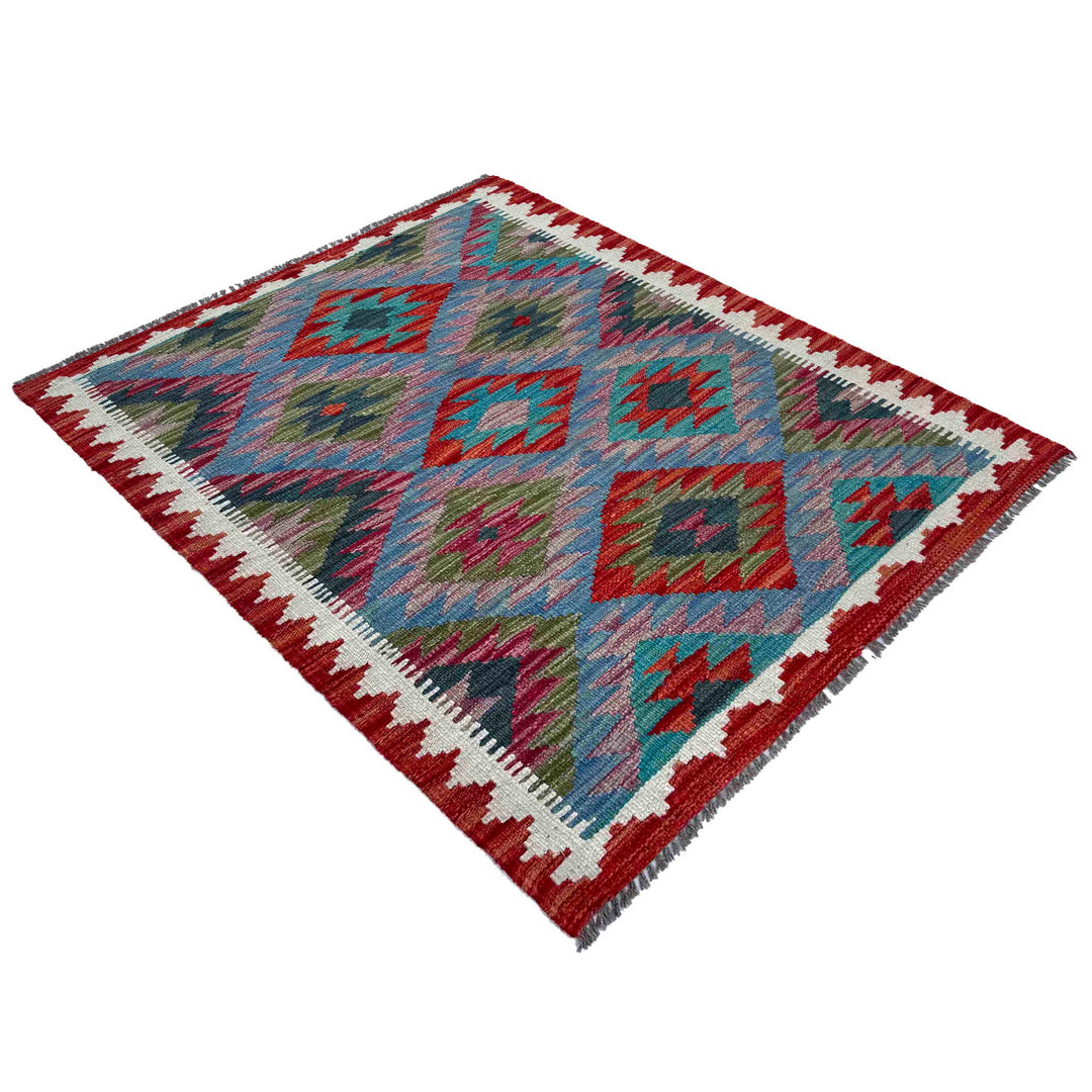 Afghan Vegetable Kilim Rug 2' 11" x 3' 10" Flat-Weave view