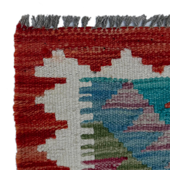 Afghan Vegetable Kilim Rug 2' 11" x 3' 10" Flat-Weave pattern