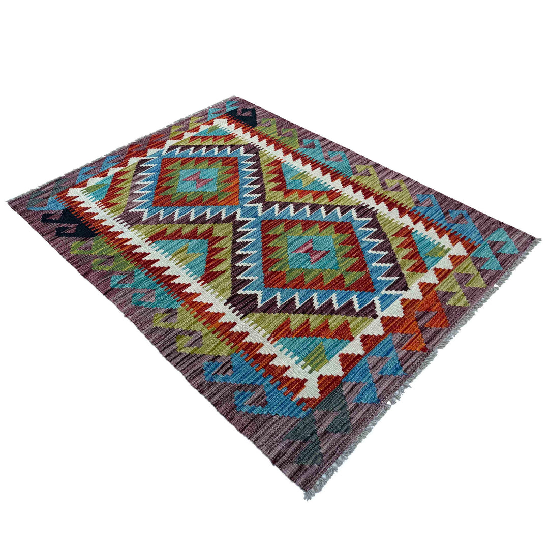 Afghan Vegetable Kilim Rug 2'11" x 4'2" Flat-Weave view