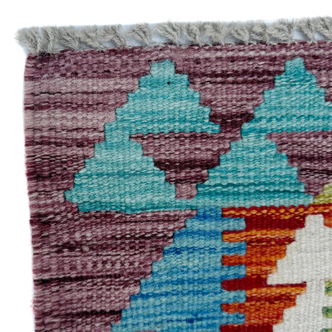 Afghan Vegetable Kilim Rug 2'11" x 4'2" Flat-Weave pattern