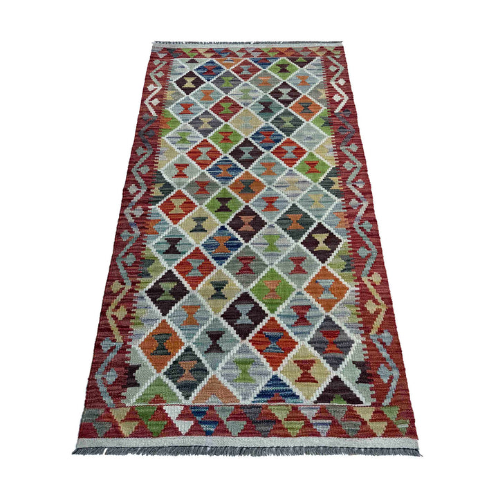 Afghan Vegetable Kilim Rug 2' 9" x 6' 3" Flat-Weave detail