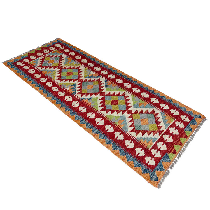 Afghan Vegetable Kilim Rug 2' 5" x 6' 6" Flat-Weave close-up