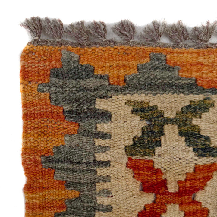 Afghan Vegetable Kilim Rug 2'7" x 6'10" Flat-Weave | No. AL703385