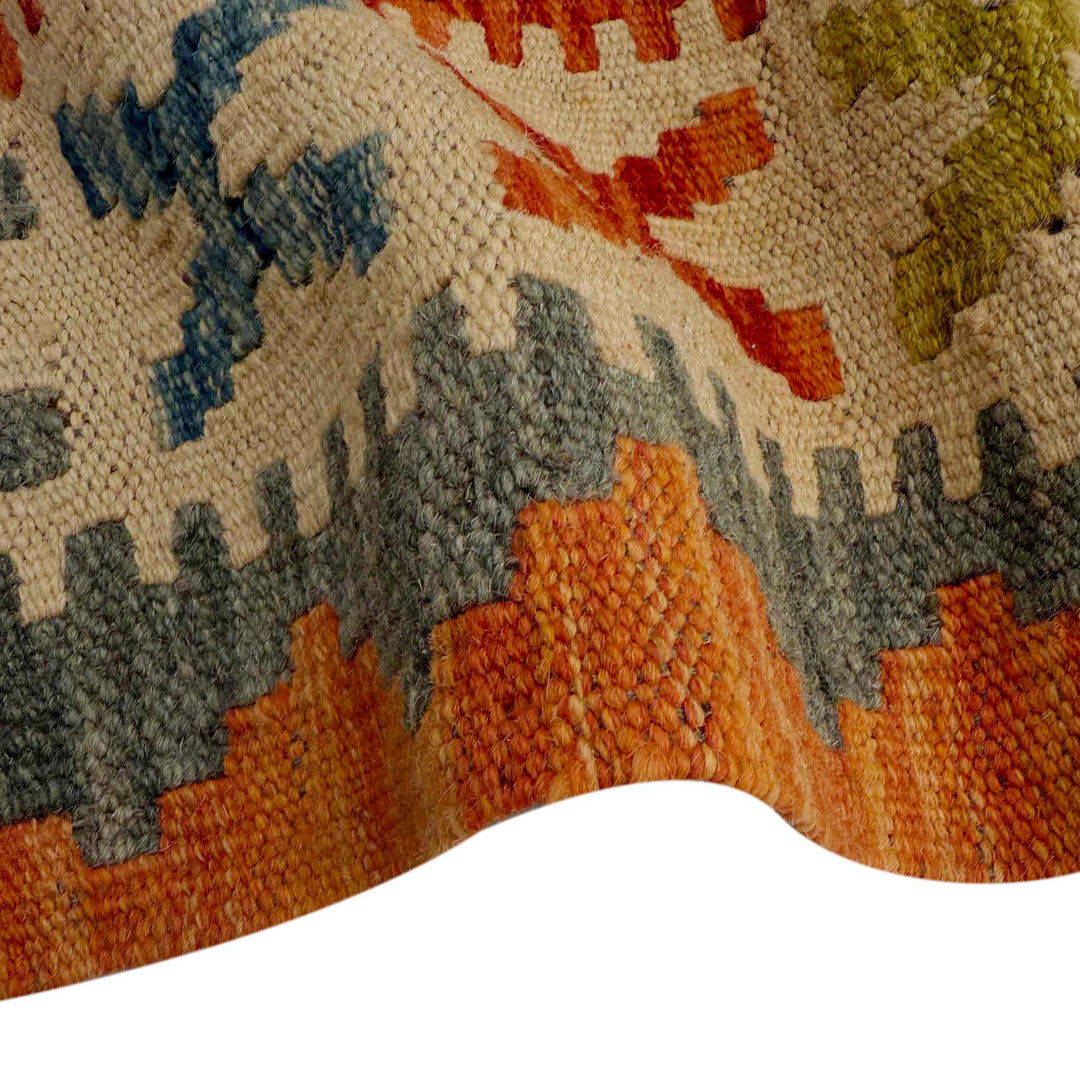 Afghan Vegetable Kilim Rug 2'7" x 6'10" Flat-Weave | No. AL703385