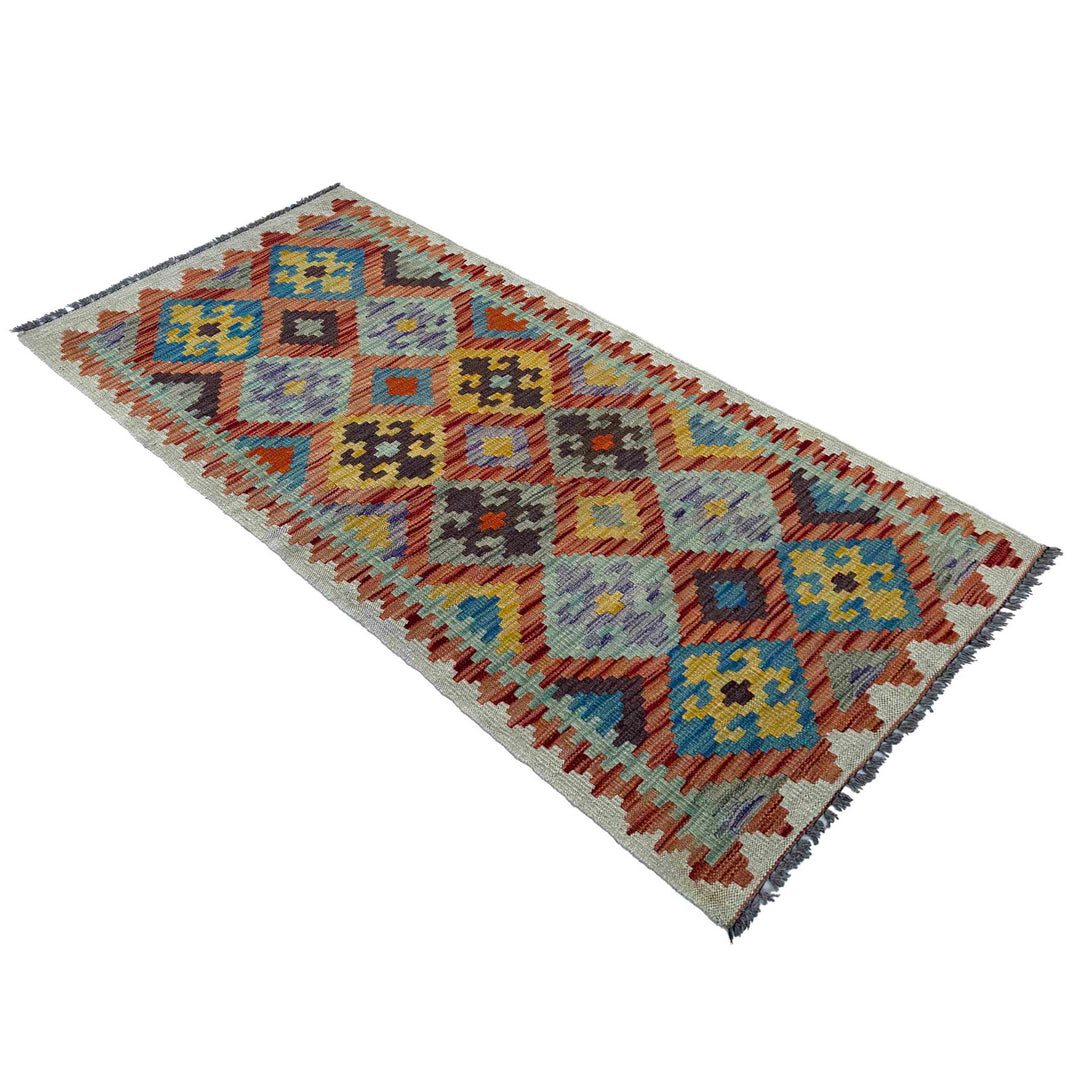 Afghan Vegetable Kilim Rug 2' 6" x 6' 2" Flat-Weave view