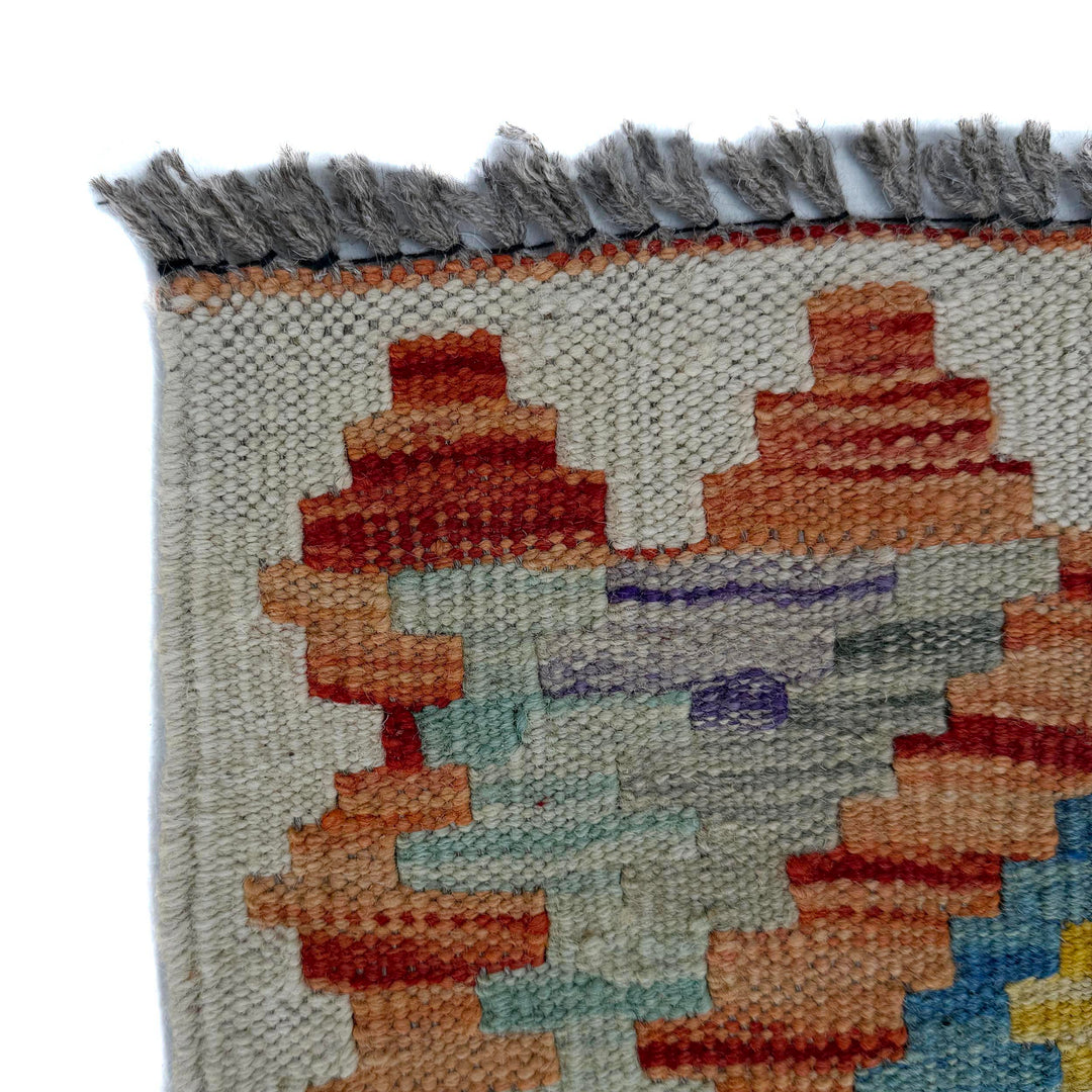 Afghan Vegetable Kilim Rug 2' 6" x 6' 2" Flat-Weave pattern