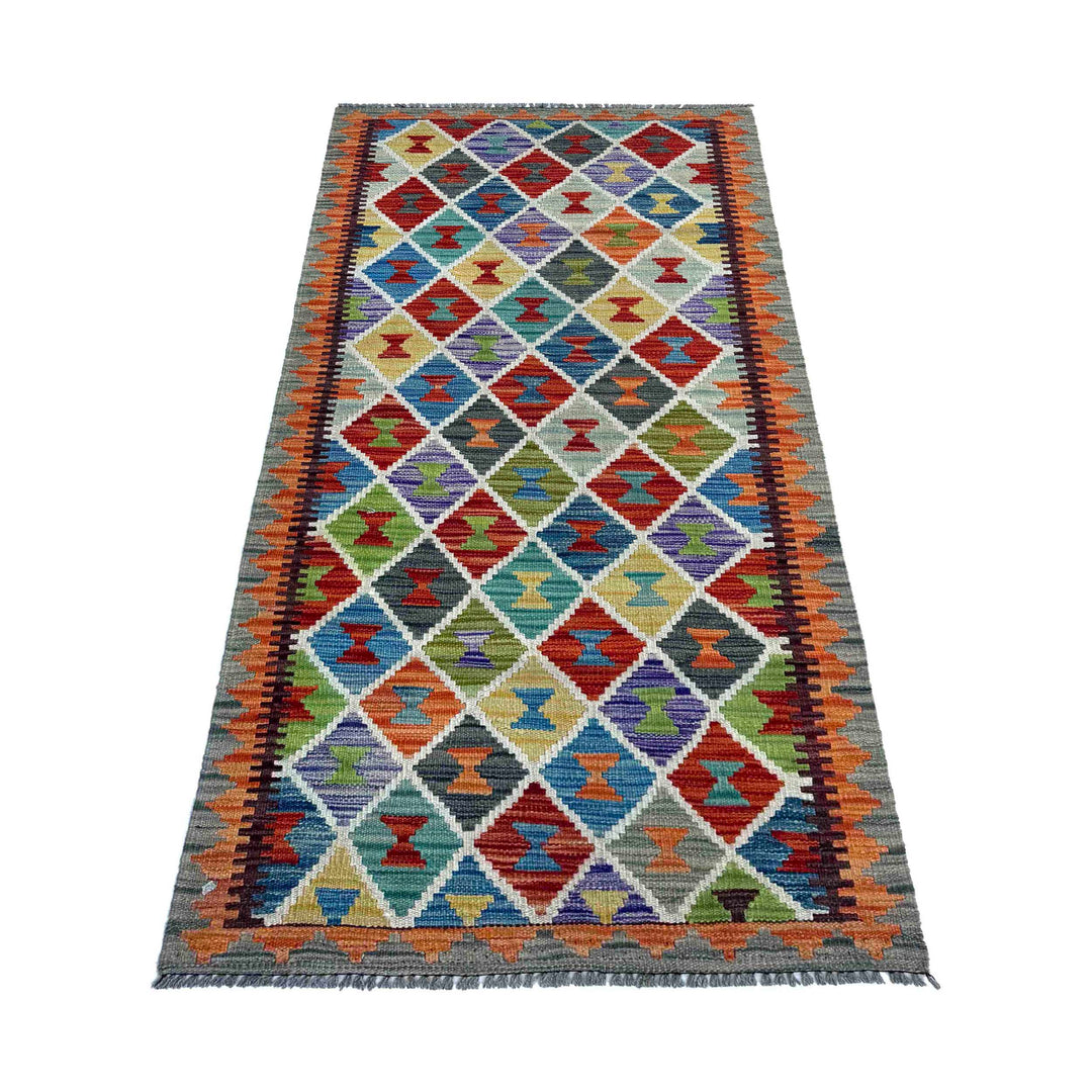 Afghan Vegetable Kilim Rug 2' 9" x 6' 4" Flat-Weave detail