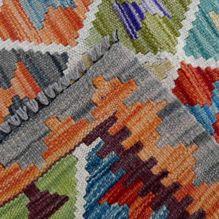 Afghan Vegetable Kilim Rug 2' 9" x 6' 4" Flat-Weave border