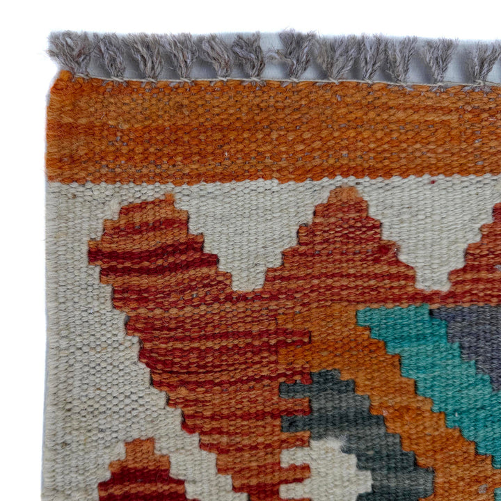 Afghan Vegetable Kilim Rug 2' 7" x 6' 7" Flat-Weave pattern
