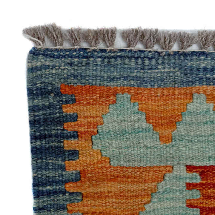 Afghan Vegetable Kilim Rug 2' 6" x 6' 5" Flat-Weave pattern