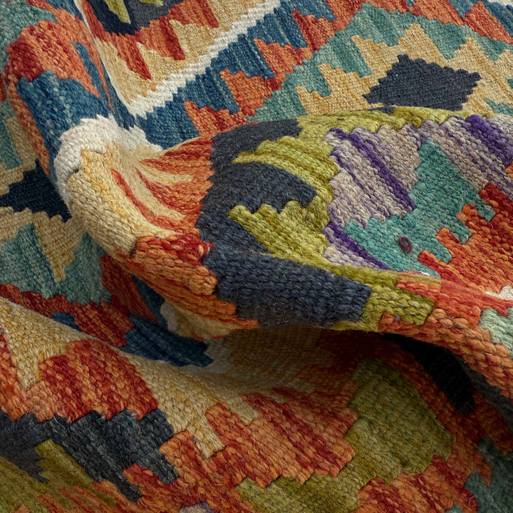 Afghan Vegetable Kilim Rug 2' 7" x 6' 1" Flat-Weave | No. AL23739