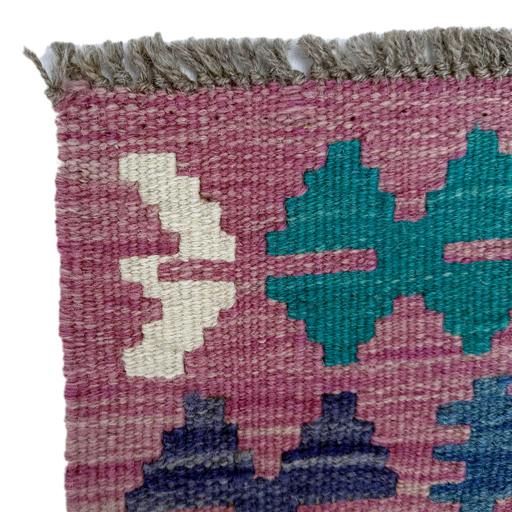 Afghan Vegetable Kilim Rug 2' 10" x 3' 10" Flat-Weave pattern