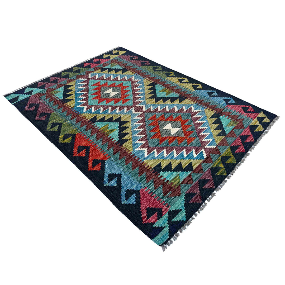 Afghan Vegetable Kilim Rug 2' 10" x 3' 11" Flat-Weave view