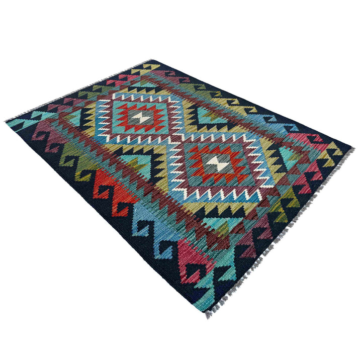Afghan Vegetable Kilim Rug 2' 10" x 3' 11" Flat-Weave view