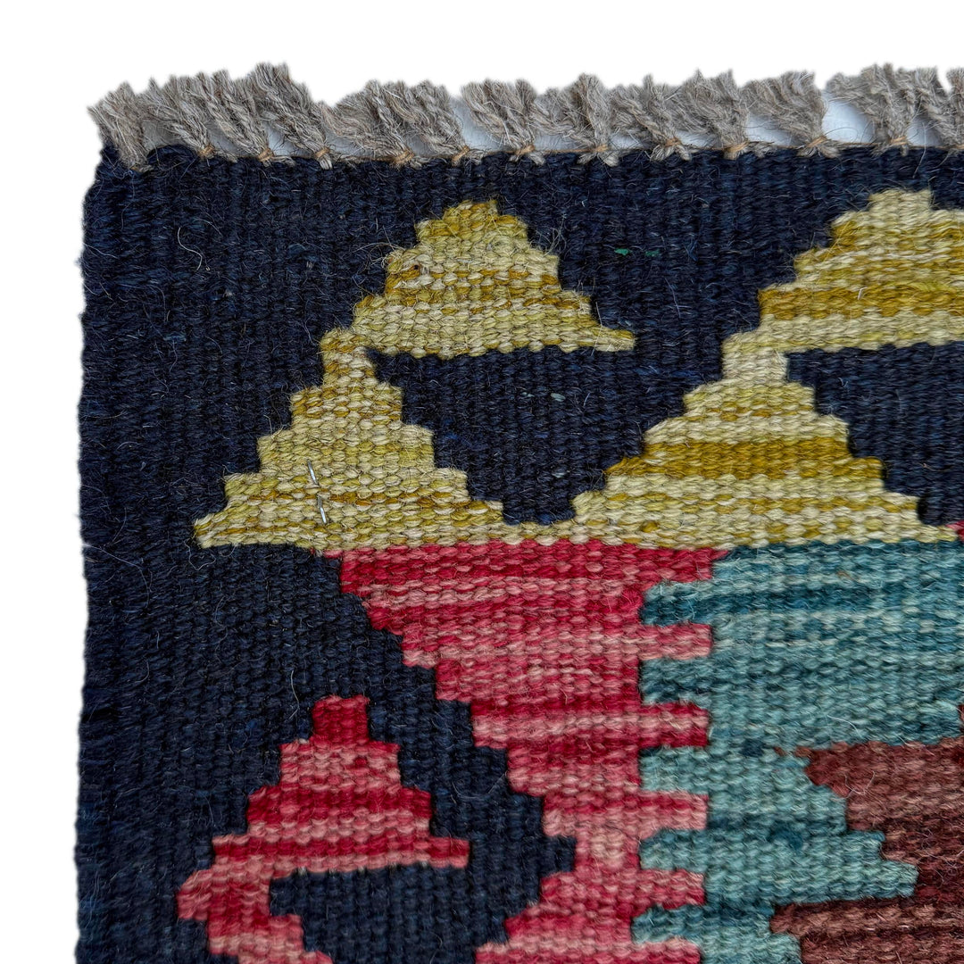 Afghan Vegetable Kilim Rug 2' 10" x 3' 11" Flat-Weave pattern
