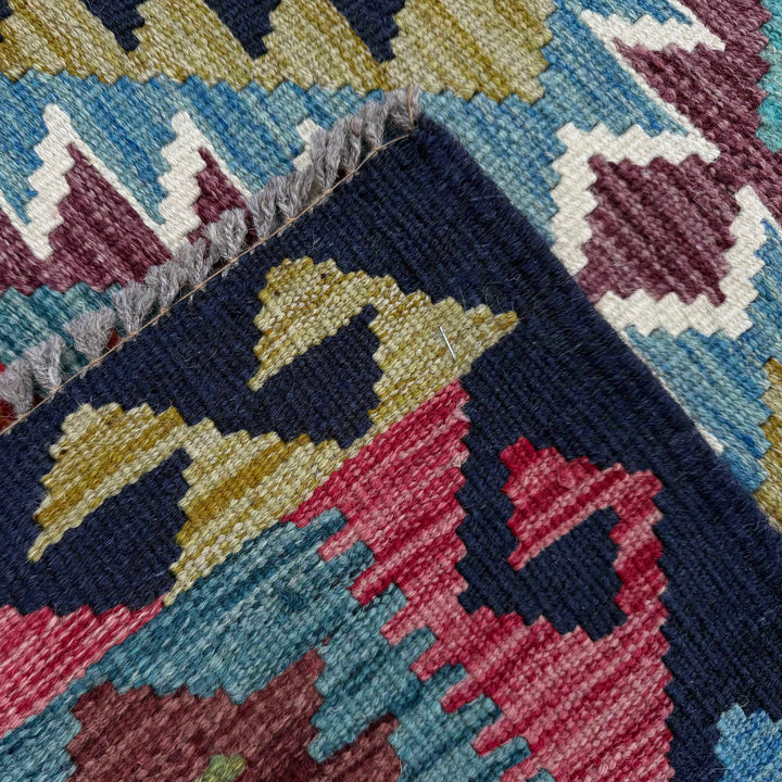 Afghan Vegetable Kilim Rug 2' 10" x 3' 11" Flat-Weave border