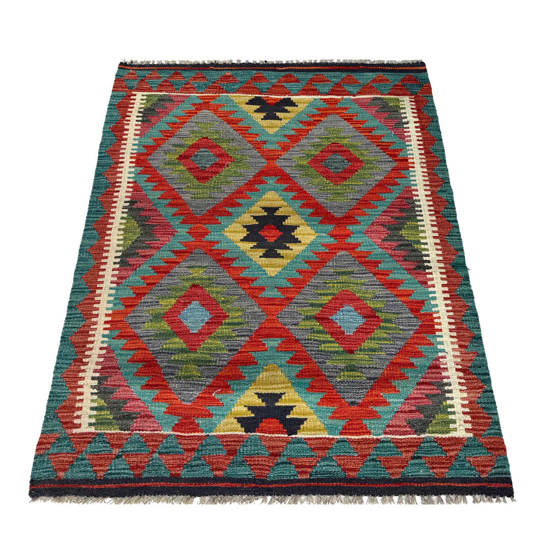 Afghan Vegetable Kilim Rug 2' 10" x 4' 0" Flat-Weave detail