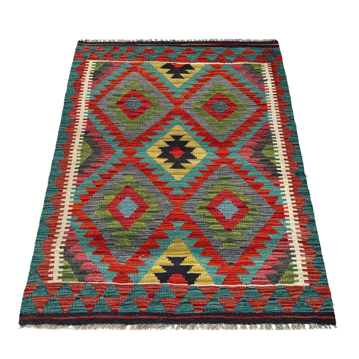 Afghan Vegetable Kilim Rug 2' 10" x 4' 0" Flat-Weave detail