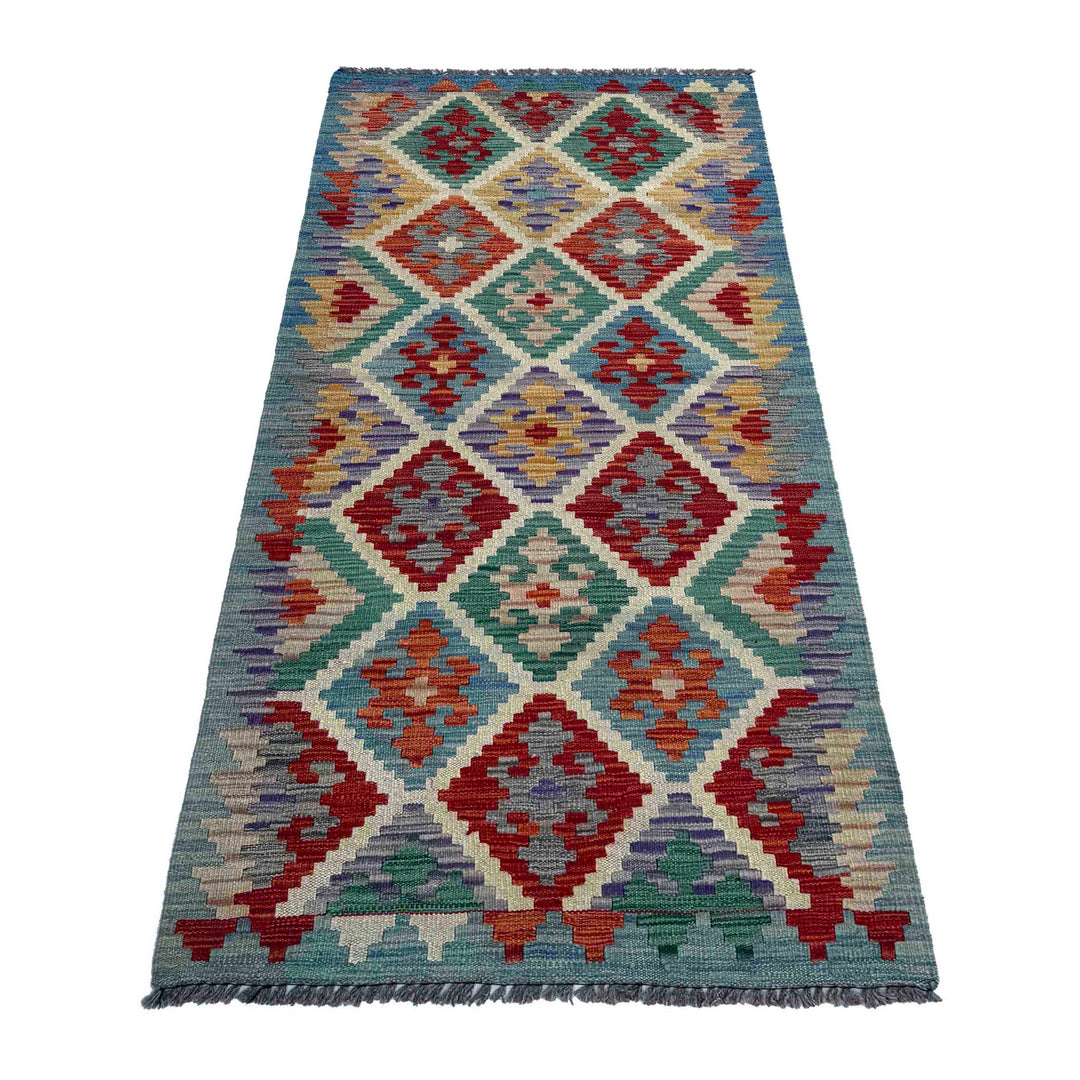 Afghan Vegetable Kilim Rug 2' 8" x 6' 7" Flat-Weave detail