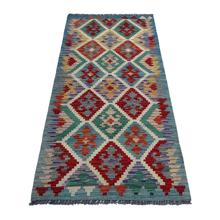 Afghan Vegetable Kilim Rug 2' 8" x 6' 7" Flat-Weave detail