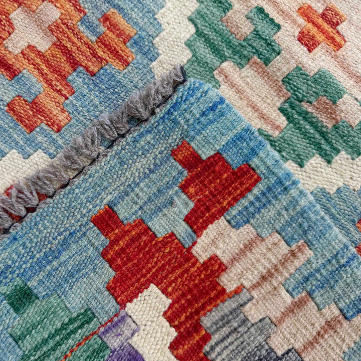Afghan Vegetable Kilim Rug 2' 8" x 6' 7" Flat-Weave border