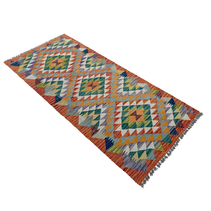 Afghan Vegetable Kilim Rug 2' 6" x 6' 2" Flat-Weave view