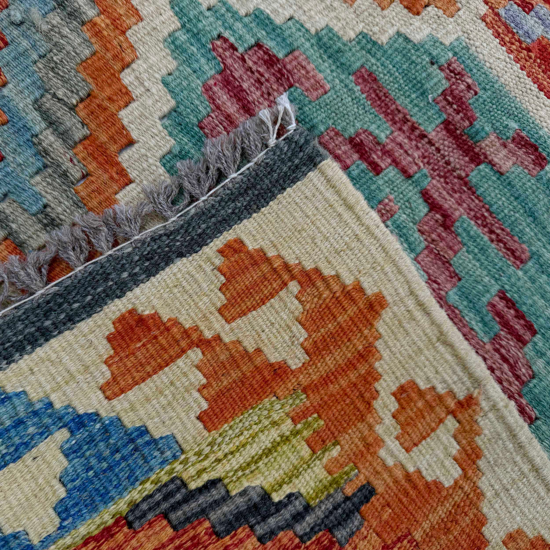 Afghan Vegetable Kilim Rug 2' 4" x 6' 1" Flat-Weave border