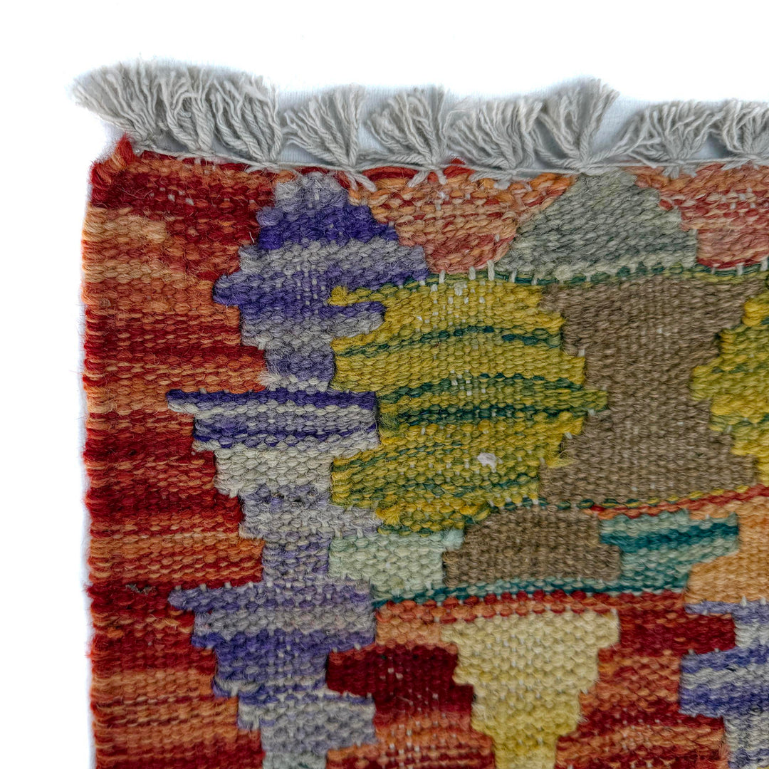 Afghan Vegetable Kilim Rug 2' 5" x 6' 9" Flat-Weave pattern
