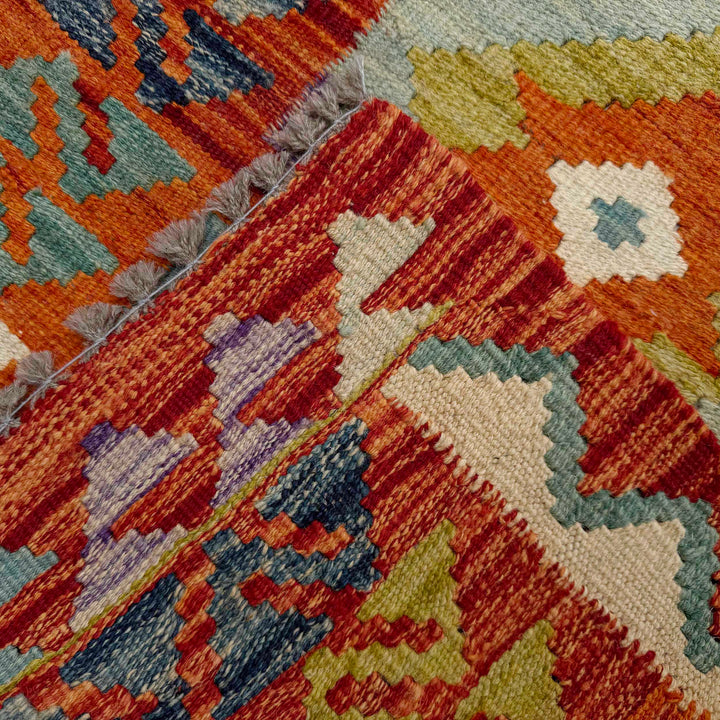 Afghan Vegetable Kilim Rug 2' 6" x 6' 8" Flat-Weave border