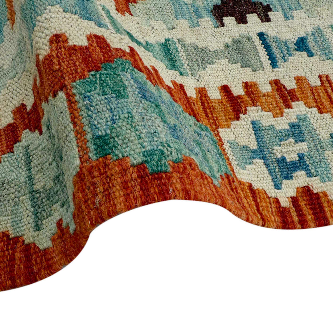 Afghan Vegetable Kilim Rug 2' 6" x 6' 7" Flat-Weave field