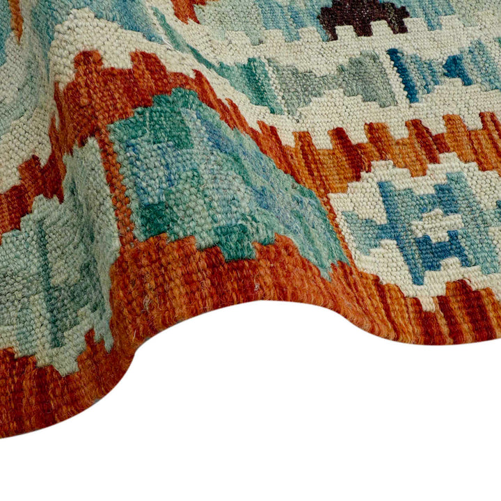 Afghan Vegetable Kilim Rug 2' 6" x 6' 7" Flat-Weave field