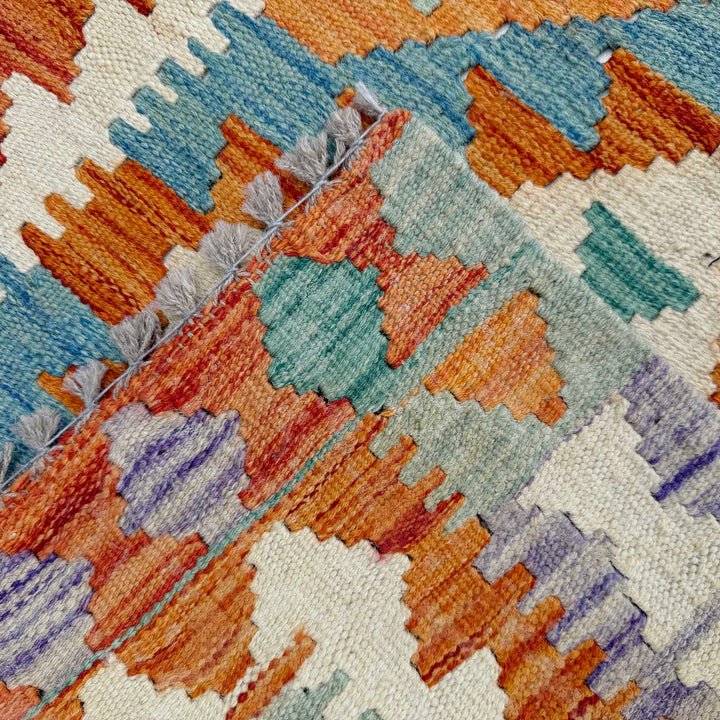 Afghan Vegetable Kilim Rug 2' 5" x 6' 7" Flat-Weave border