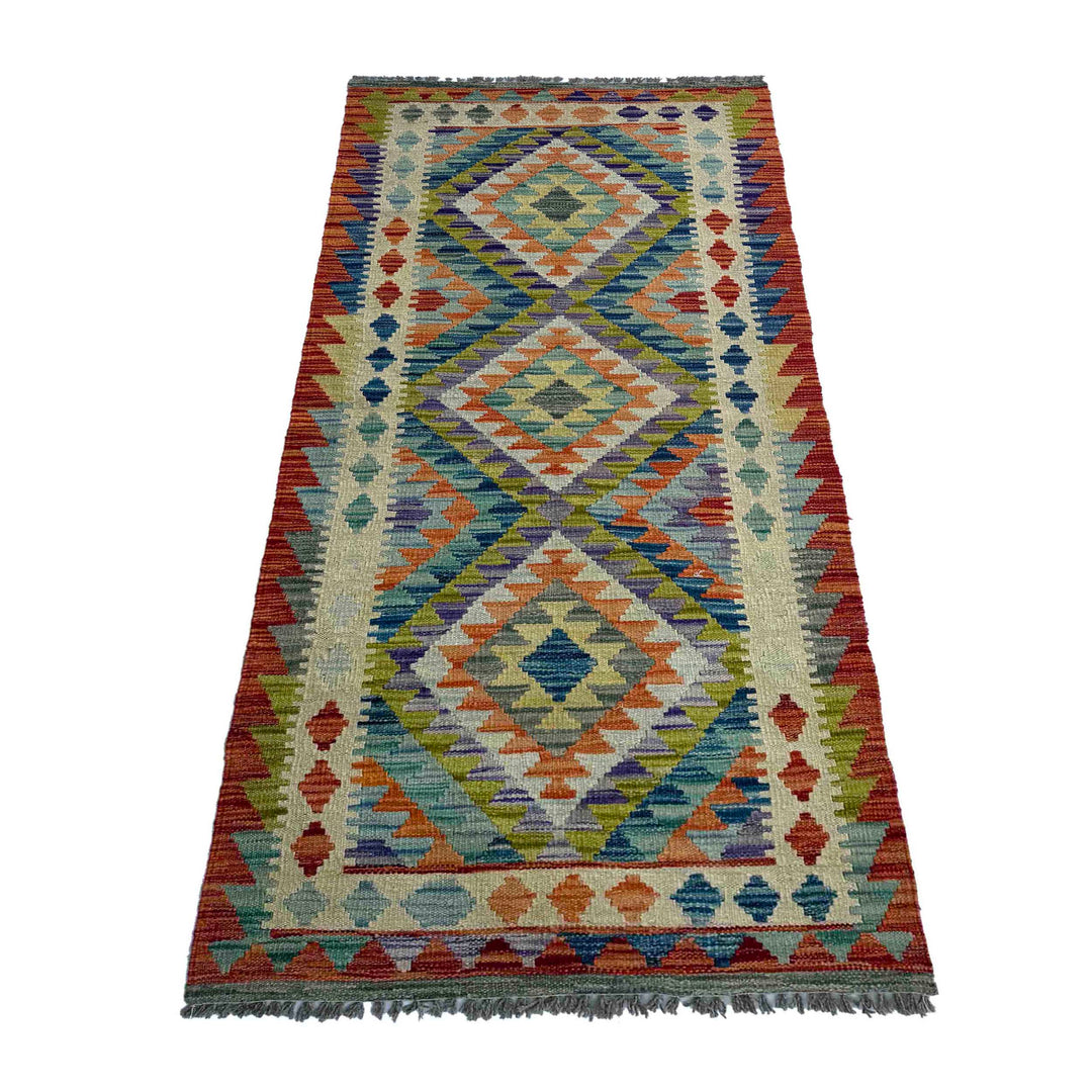 Afghan Vegetable Kilim Rug 2' 6" x 6' 8" Flat-Weave | No. AL57860