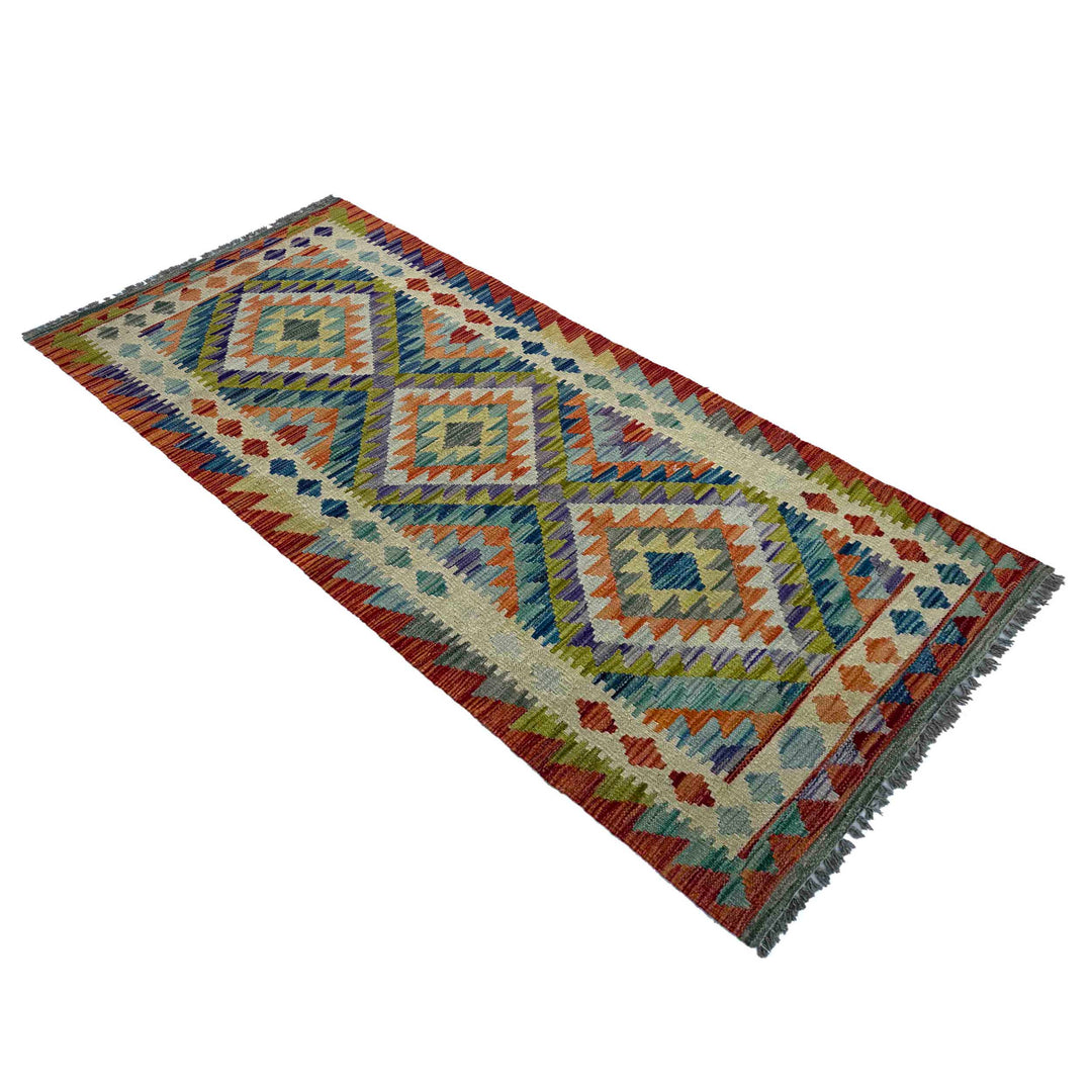 Afghan Vegetable Kilim Rug 2' 6" x 6' 8" Flat-Weave | No. AL57860