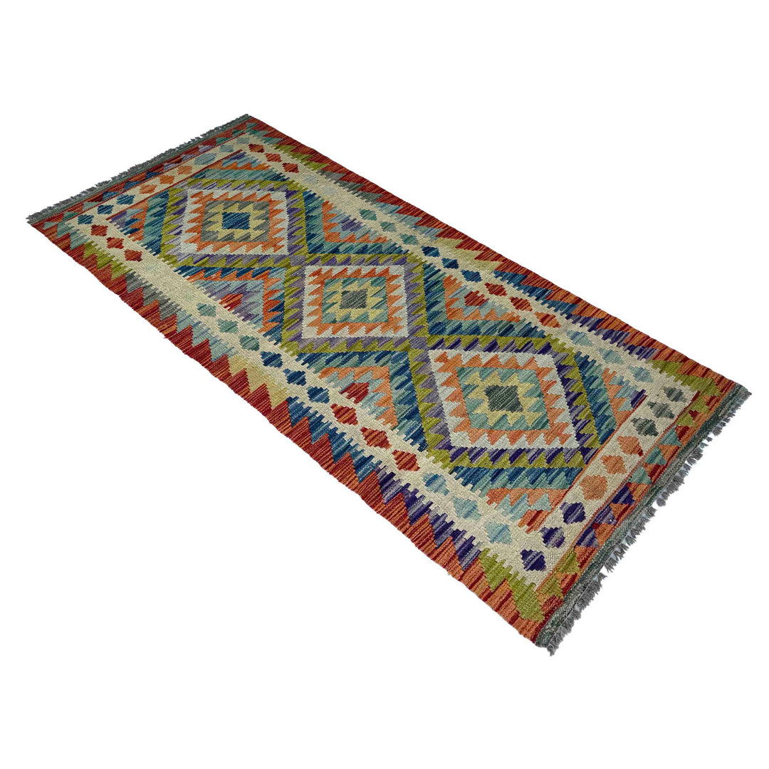 Afghan Vegetable Kilim Rug 2' 6" x 6' 8" Flat-Weave | No. AL57860