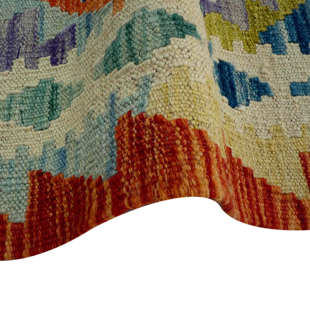 Afghan Vegetable Kilim Rug 2' 6" x 6' 8" Flat-Weave | No. AL57860