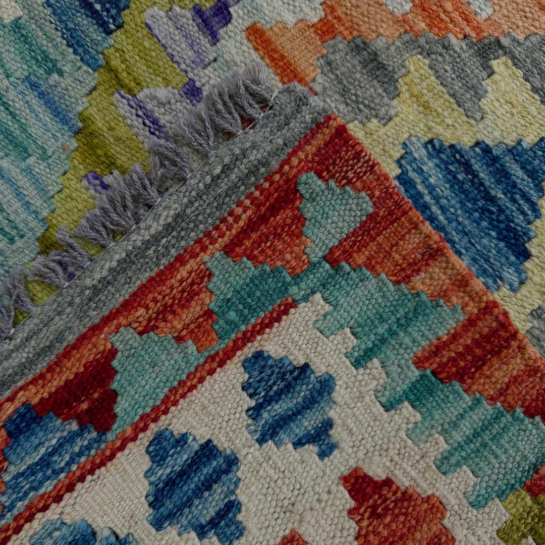 Afghan Vegetable Kilim Rug 2' 6" x 6' 8" Flat-Weave | No. AL57860