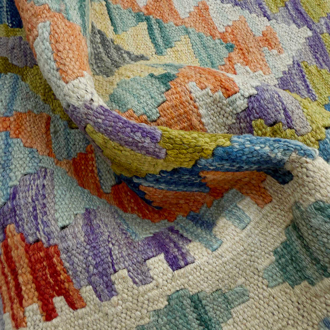 Afghan Vegetable Kilim Rug 2' 6" x 6' 8" Flat-Weave | No. AL57860