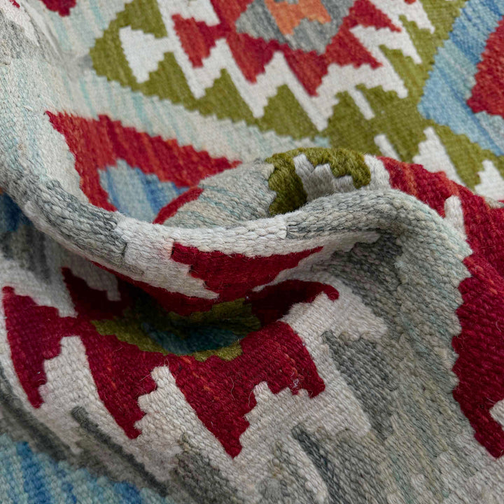 Afghan Vegetable Kilim Rug 2' 6" x 6' 6" Flat-Weave texture