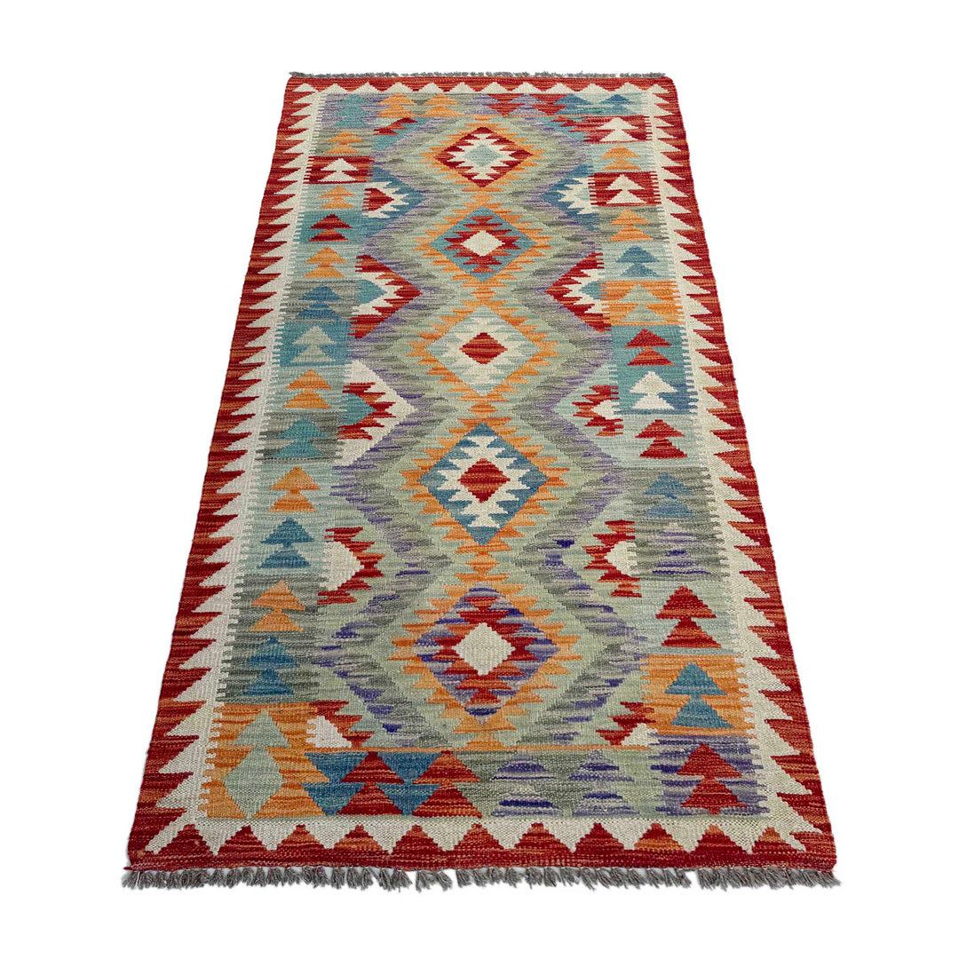 Afghan Vegetable Kilim Rug 2' 8" x 6' 3" Flat-Weave | No. AL388198