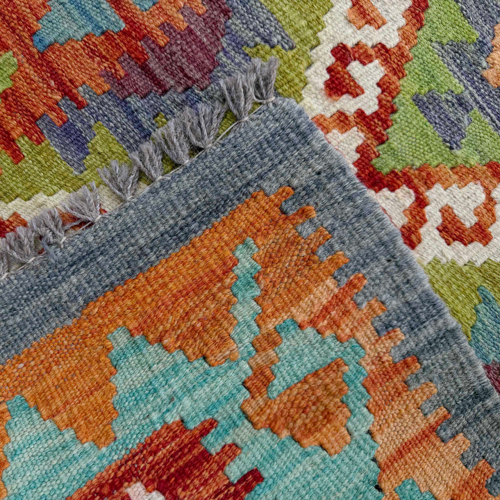 Afghan Vegetable Kilim Rug 2' 5" x 6' 7" Flat-Weave border