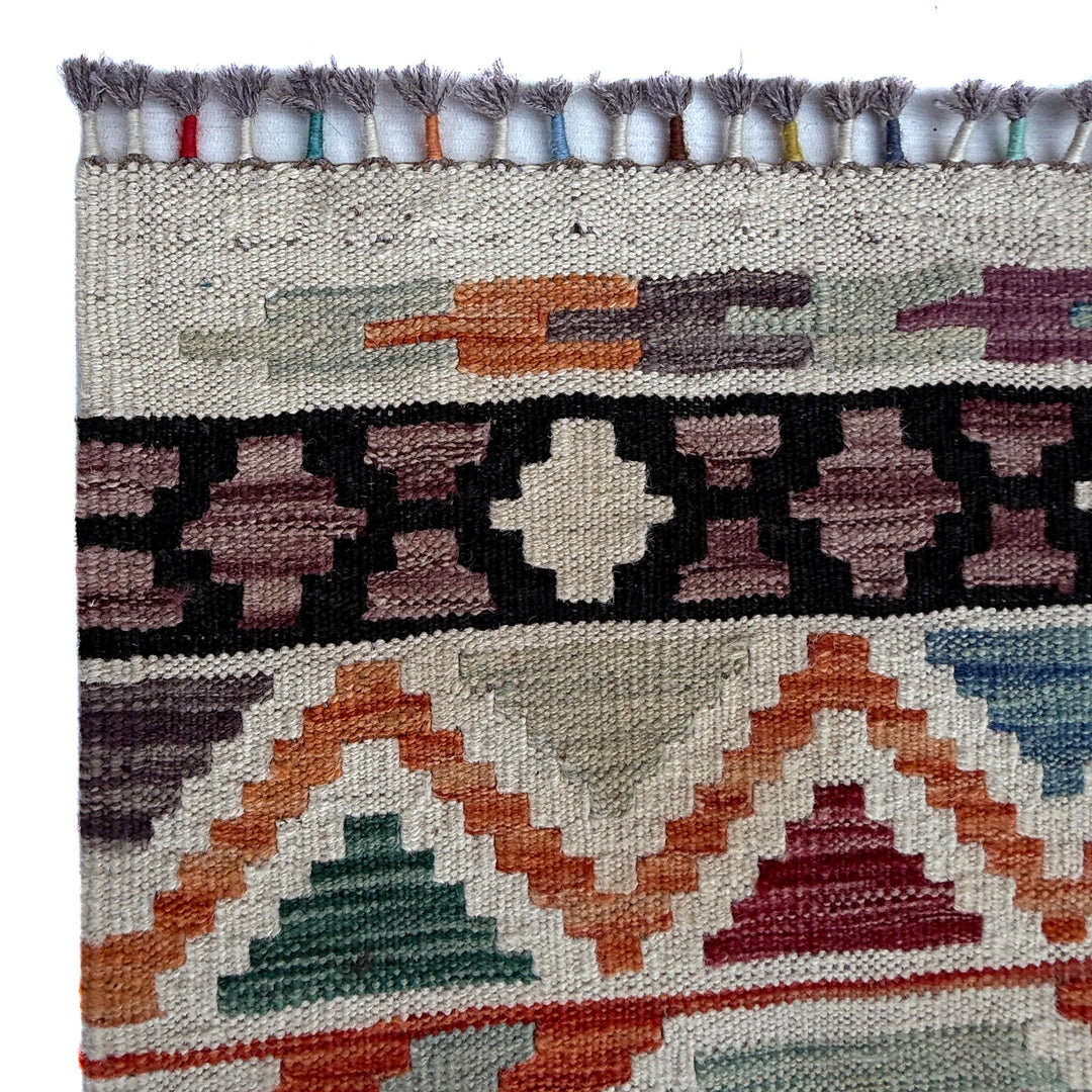 Afghan Vegetable Kilim Rug 8' 5" x 9' 9" Flat-Weave | No. AL55986
