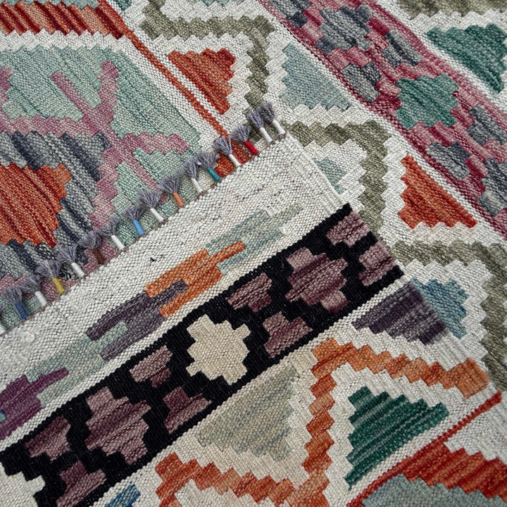 Afghan Vegetable Kilim Rug 8' 5" x 9' 9" Flat-Weave | No. AL55986