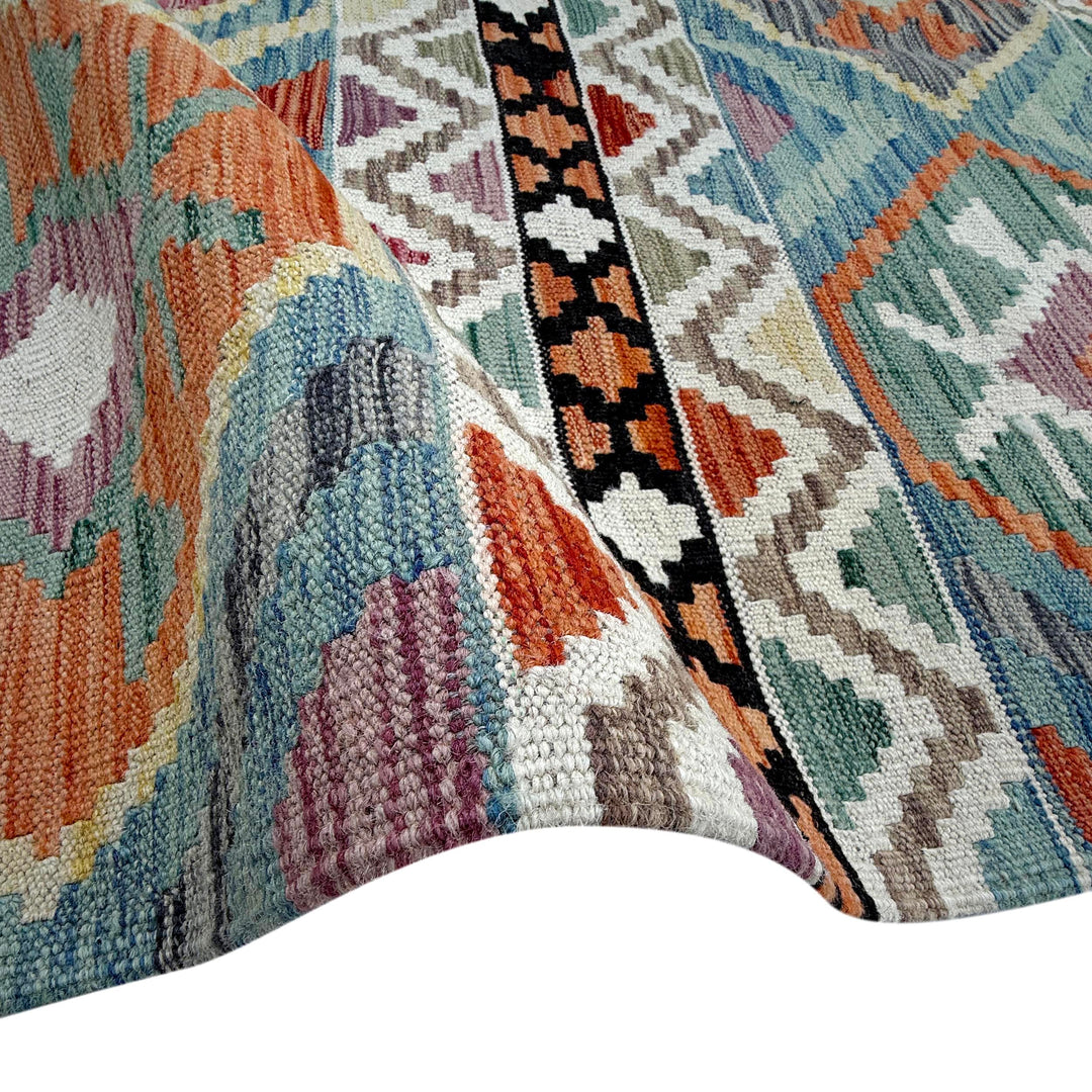 Afghan Vegetable Kilim Rug 8' 5" x 9' 9" Flat-Weave | No. AL55986