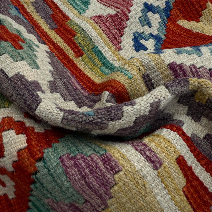 Afghan Vegetable Kilim Rug 2' 9" x 8' 1" Flat-Weave | No. AL37617
