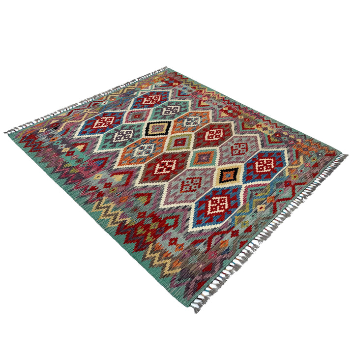 Afghan Vegetable Kilim Rug 5' 0" x 6' 7" Flat-Weave | No. AL83568