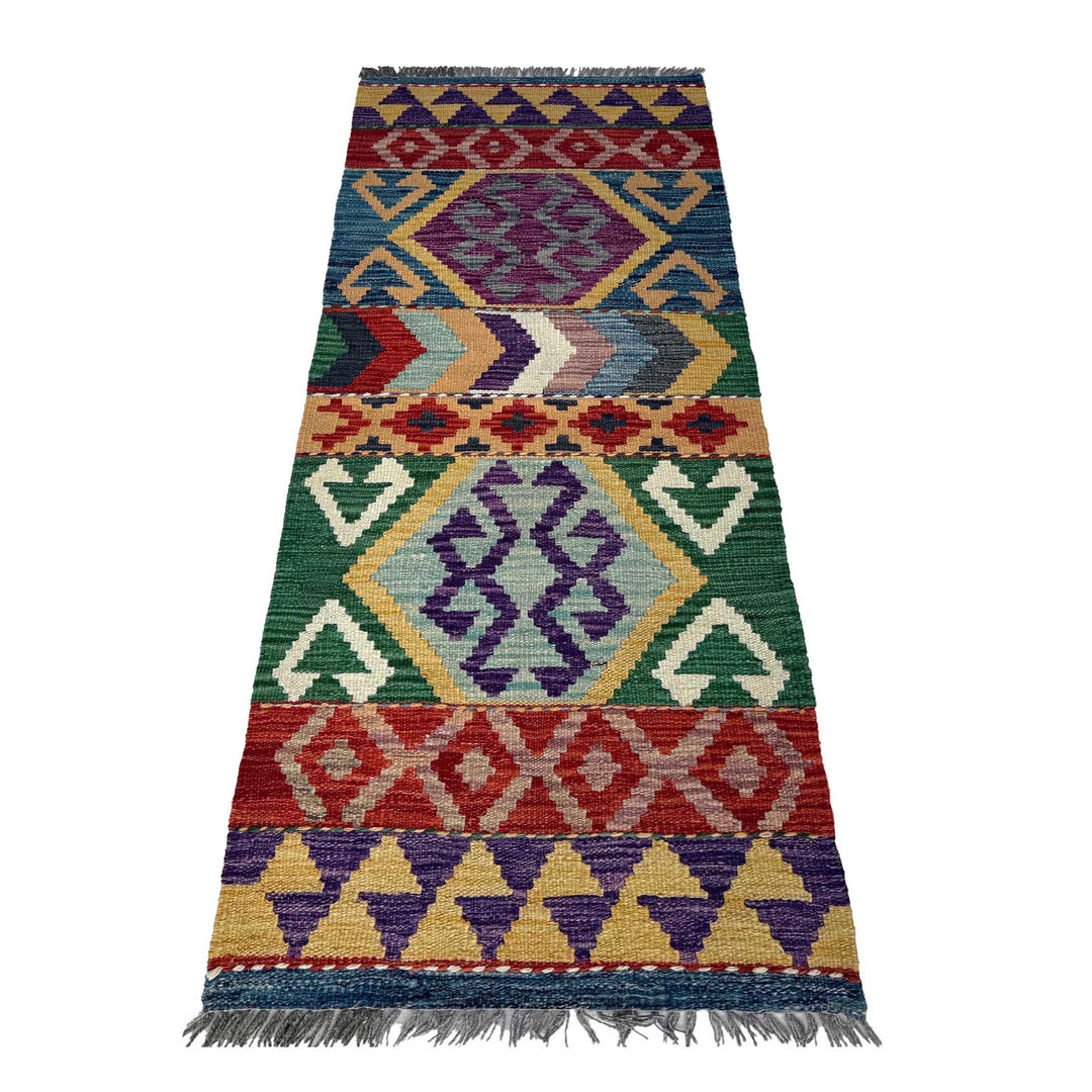 Afghan Vegetable Kilim Rug 1' 9" x 4' 10" Flat-Weave detail