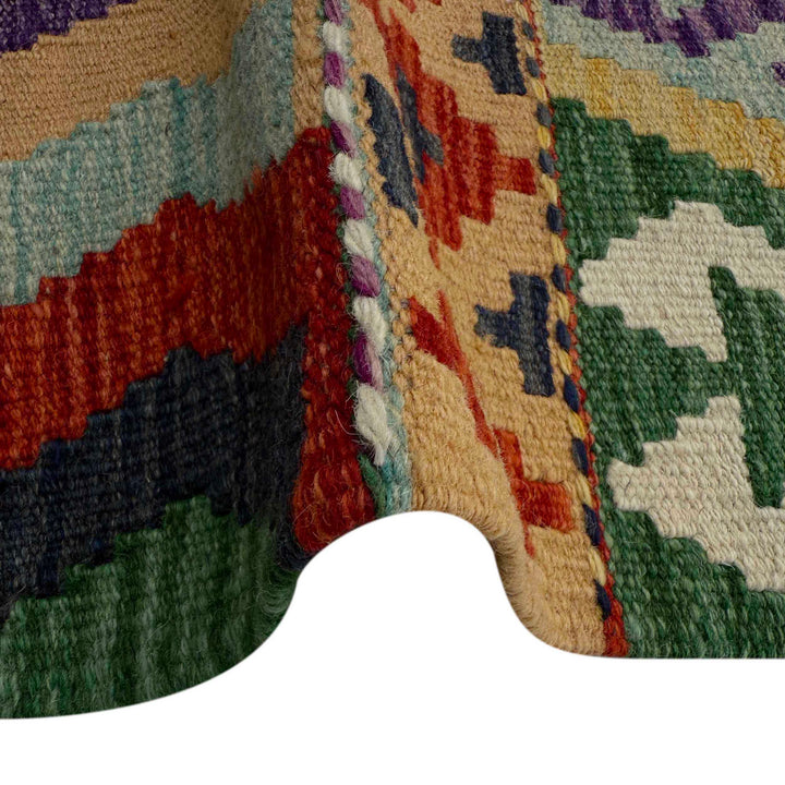 Afghan Vegetable Kilim Rug 1' 9" x 4' 10" Flat-Weave field